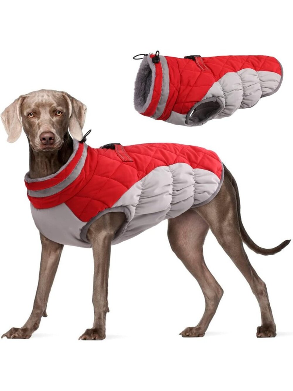 Cozy Fleece Dog Coat for Large Dogs - Winter Jacket with Harness Attachment